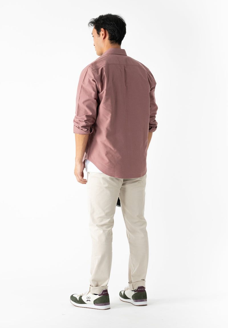 Camisa Oxford Brushed Cereza Oscuro