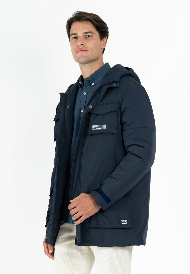 Parka Guateada Bolsillo Azul Petróleo