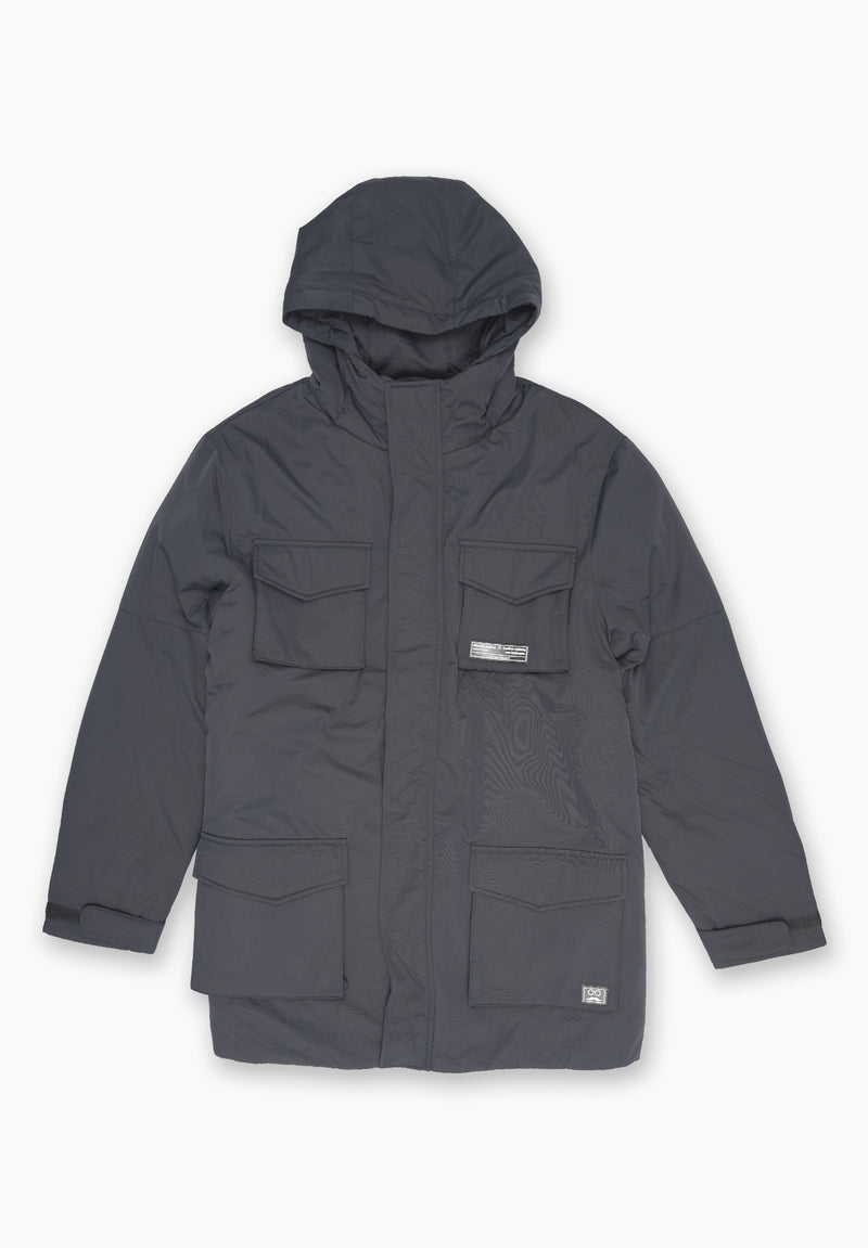 Parka Guateada Bolsillo Gris Oscuro